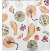 Farbenfarbenes Kürbismuster | Herbstwoben Duschvorhang (Vorderseite)