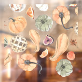 Farbenfarbenes Kürbismuster | Herbstwoben Fensteraufkleber (Blatt 2)