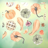 Farbenfarbenes Kürbismuster | Herbstwoben Fensteraufkleber (Blatt 3)