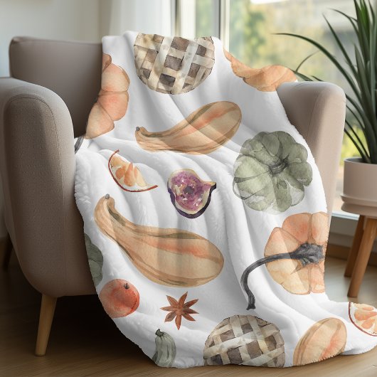 Farbenfarbenes Kürbismuster | Herbstwoben Fleecedecke