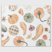 Farbenfarbenes Kürbismuster | Herbstwoben Geschenkpapier (Flach)