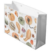 Farbenfarbenes Kürbismuster | Herbstwoben Große Geschenktüte (Vorderseite Schrägansicht)