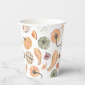 Farbenfarbenes Kürbismuster | Herbstwoben Pappbecher (Vorderseite)