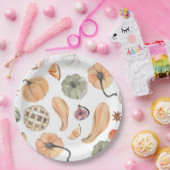 Farbenfarbenes Kürbismuster | Herbstwoben Pappteller (Party)