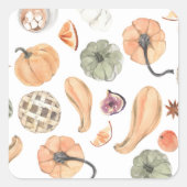 Farbenfarbenes Kürbismuster | Herbstwoben Quadratischer Aufkleber (Vorderseite)