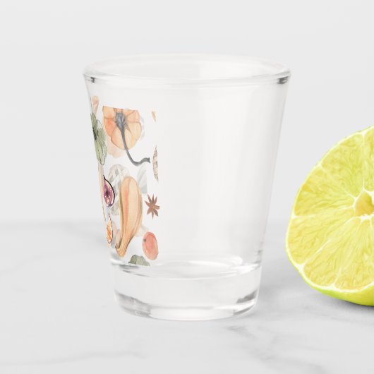 Farbenfarbenes Kürbismuster | Herbstwoben Schnapsglas (Rechts)