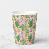 Farbenfarbenes Lama-Muster Pappbecher (Rückseite)