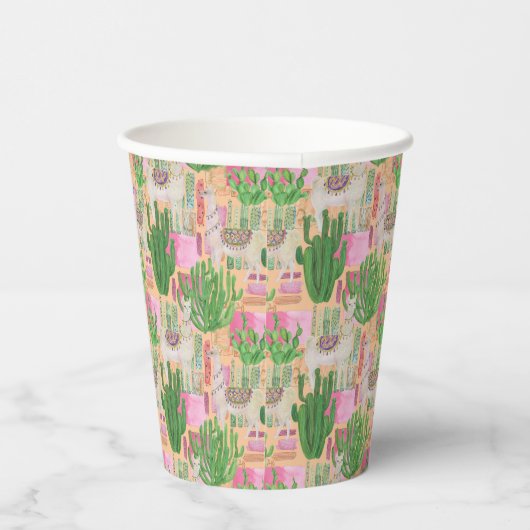 Farbenfarbenes Lama-Muster Pappbecher (Rechts)