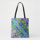 Farbenfarbenes Muster Blue Boho Tote Beutel Tasche (Vorderseite)