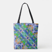 Farbenfarbenes Muster Blue Boho Tote Beutel Tasche (Rückseite)