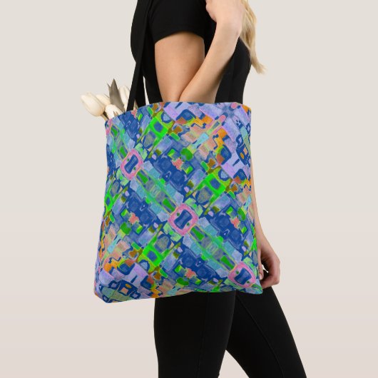 Farbenfarbenes Muster Blue Boho Tote Beutel Tasche (Von Nahem)