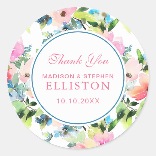 Farbenfarbenes Muster | Vielen Dank Runder Aufkleber (Vorderseite)