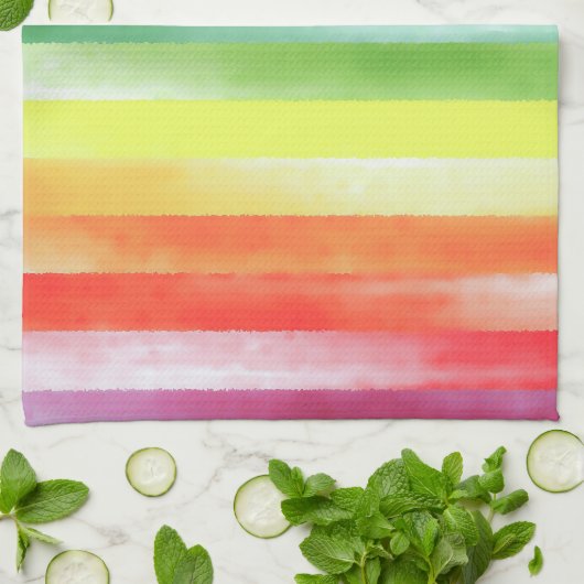 Farbenfarbenes vertikales Regenbogenmuster | Geschirrtuch (Gefaltet)