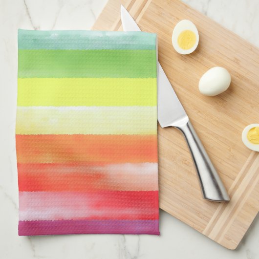 Farbenfarbenes vertikales Regenbogenmuster | Geschirrtuch (Viertel Falte)