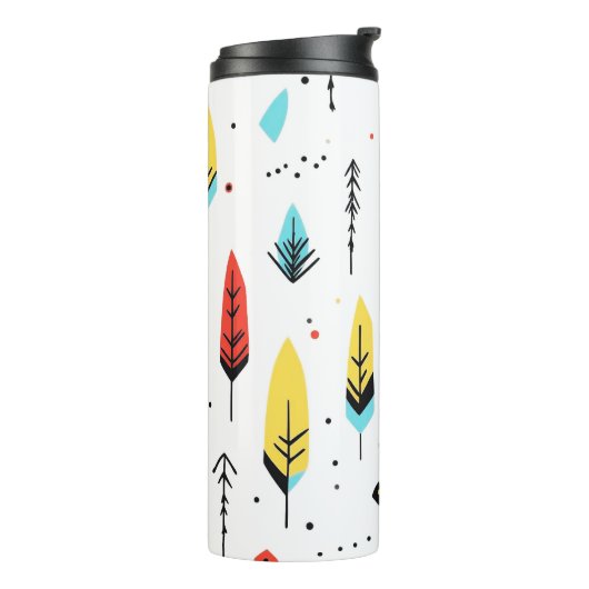 FARBENFARBENES WEISSES MODERNES RETRO BOHO-PATTER THERMOSBECHER (Nach links gedreht)