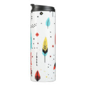 FARBENFARBENES WEISSES MODERNES RETRO BOHO-PATTER THERMOSBECHER (Nach rechts gedreht)