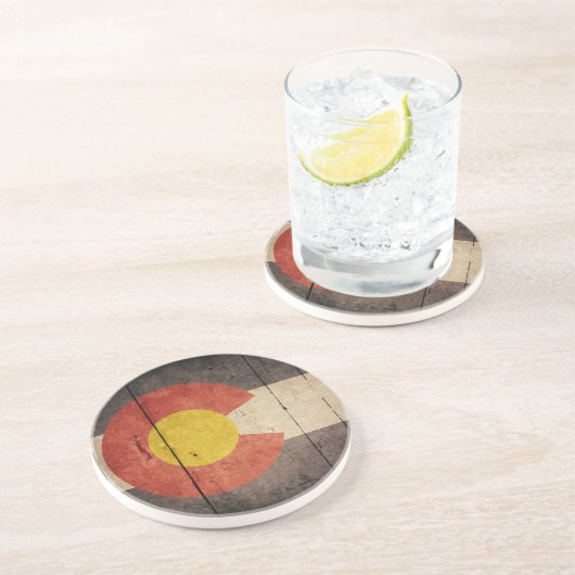 Farbenflagge aus Holz Sandstein Untersetzer (Seite)