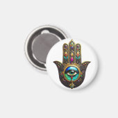 Farbenfrobraun Gold Hamsa Regenbogenfarbe Drittes Magnet (Vorderseite/Rückseite)