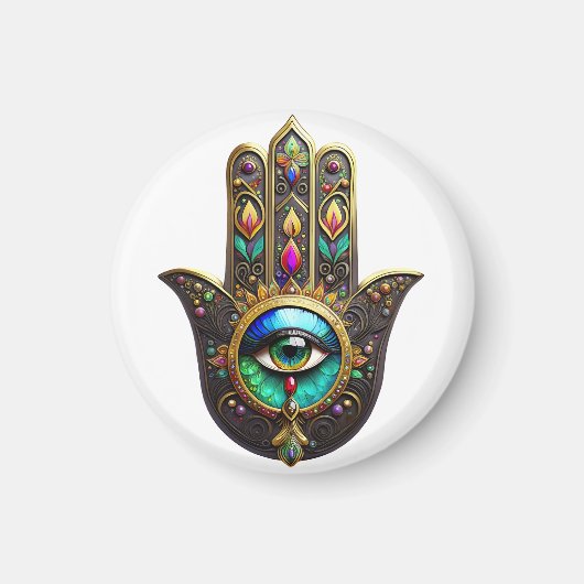 Farbenfrobraun Gold Hamsa Regenbogenfarbe Drittes Magnet (Vorne)