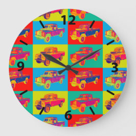 Farbenfroh 1971 Land Rover Lieferwagen LKW Pop Art Große Wanduhr