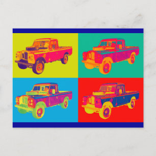 Farbenfroh 1971 Land Rover Lieferwagen LKW Pop Art Postkarte