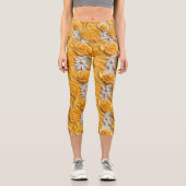 farbenfroh 3D Marigold Floral Capri Leggings (Vorderseite)
