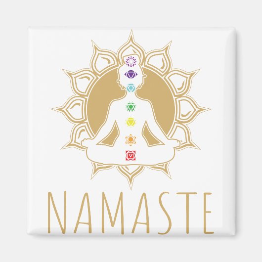 Farbenfroh 7 Chakra Buddha Design - Mandala Lotus Magnet (Vorne)