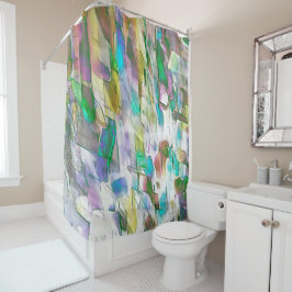 Farbenfroh abgenutzt, zerbrechlich zwischen matt u duschvorhang