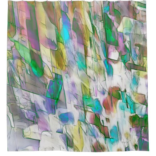 Farbenfroh abgenutzt, zerbrechlich zwischen matt u duschvorhang (Vorderseite)