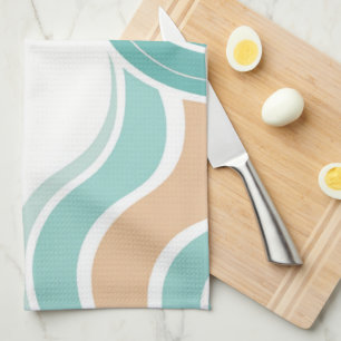 Farbenfroh, abstrakt, blau-orange braun geschirrtuch