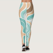 Farbenfroh, abstrakt, blau-orange braun leggings (Rückseite)