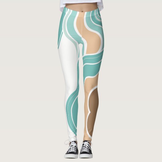 Farbenfroh, abstrakt, blau-orange braun leggings (Vorderseite)