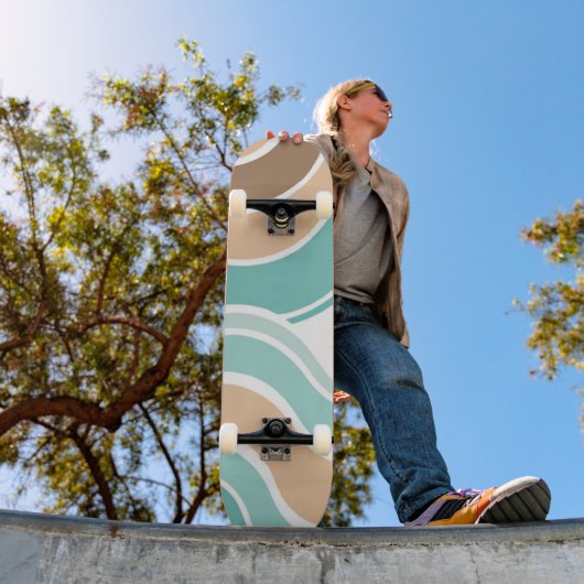 Farbenfroh, abstrakt, blau-orange braun skateboard (Außenbereich 1)