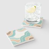 Farbenfroh, abstrakt, blau-orange braun steinuntersetzer (Seitenansicht)