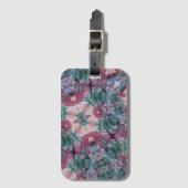 farbenfroh, abstrakt, floralfarben, rosa, grün gepäckanhänger (Vorderseite Vertikal)