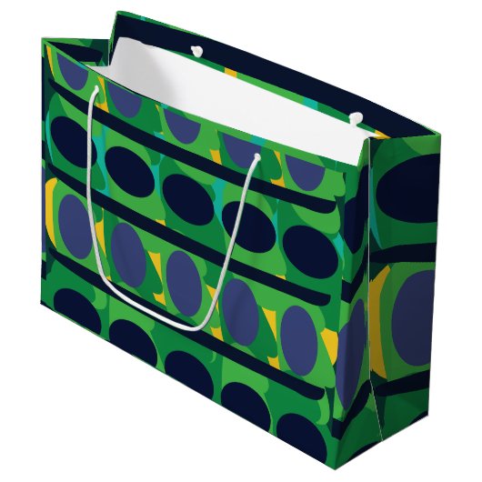 Farbenfroh Abstrakt, modern geometrisch Große Geschenktüte (Vorderseite Schrägansicht)