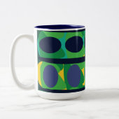 Farbenfroh Abstrakt, modern geometrisch Zweifarbige Tasse (Links)