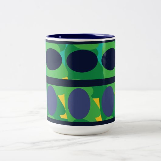 Farbenfroh Abstrakt, modern geometrisch Zweifarbige Tasse (Mittel)