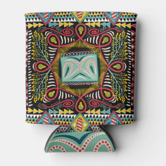 Farbenfroh abstrakt: Quadrat-Taschendesign. Dosenkühler