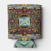 Farbenfroh abstrakt: Quadrat-Taschendesign. Dosenkühler (Rückseite)