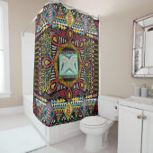 Farbenfroh abstrakt: Quadrat-Taschendesign. Duschvorhang (Beispiel)