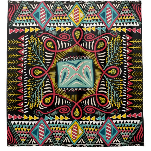 Farbenfroh abstrakt: Quadrat-Taschendesign. Duschvorhang (Vorderseite)