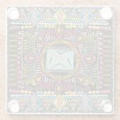 Farbenfroh abstrakt: Quadrat-Taschendesign. Glasuntersetzer (Rückseite)