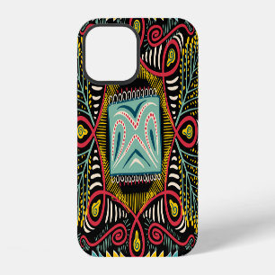 Farbenfroh abstrakt: Quadrat-Taschendesign. iPhone 12 Hülle
