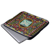 Farbenfroh abstrakt: Quadrat-Taschendesign. Laptopschutzhülle (Vorne Knopf)