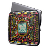 Farbenfroh abstrakt: Quadrat-Taschendesign. Laptopschutzhülle (Vorderseite Links)