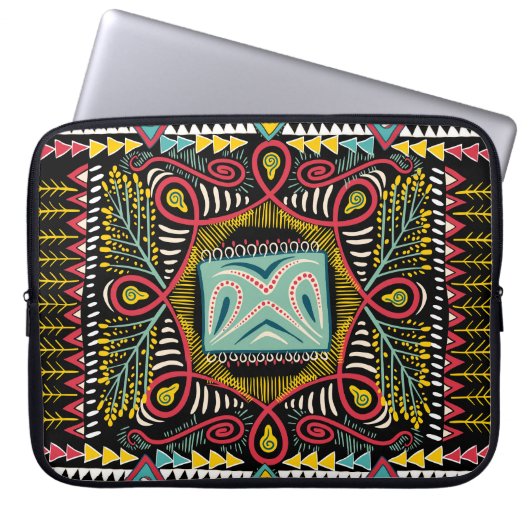 Farbenfroh abstrakt: Quadrat-Taschendesign. Laptopschutzhülle (Vorderseite)
