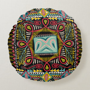 Farbenfroh abstrakt: Quadrat-Taschendesign. Rundes Kissen