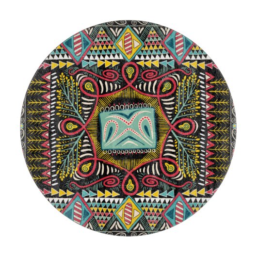 Farbenfroh abstrakt: Quadrat-Taschendesign. Schneidebrett (Vorderseite)