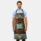 Farbenfroh abstrakt: Quadrat-Taschendesign. Schürze (Getragen)